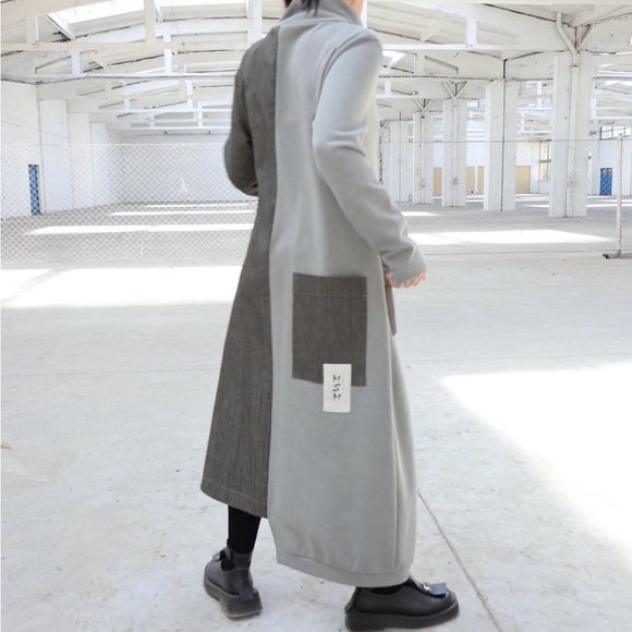 NWOT Fun and funky mixed material turtleneck sweatshirt/chambray maxi dress - XL - Picture 3 of 13